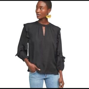 Anthro Dolan Black Ruffle Sleeve Blouse Size XS